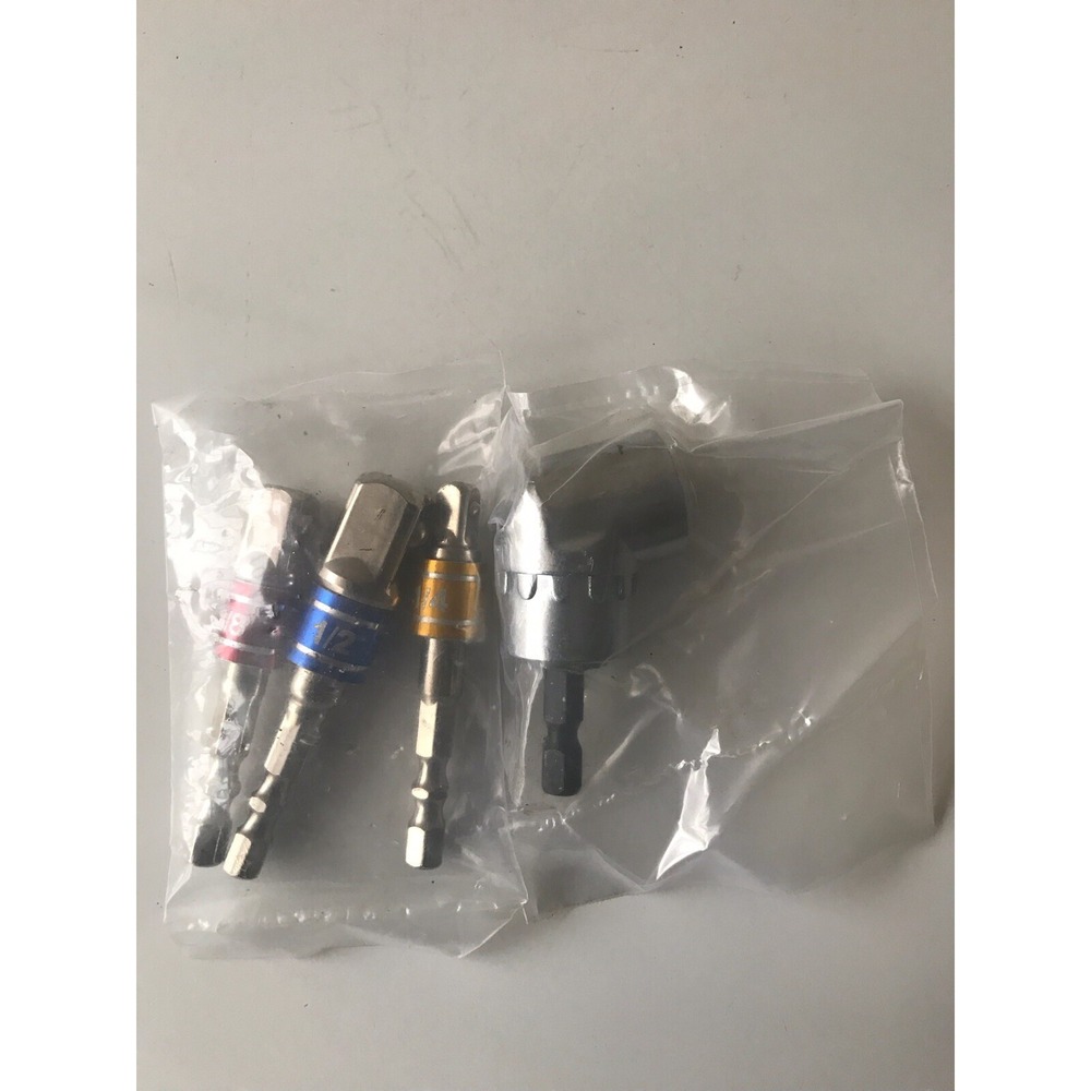 Drill Extension Bit Set Universal 3pcs 1/4" 3/8" 1/2" 105 Degree Right Angle Set - Picture 2 of 2
